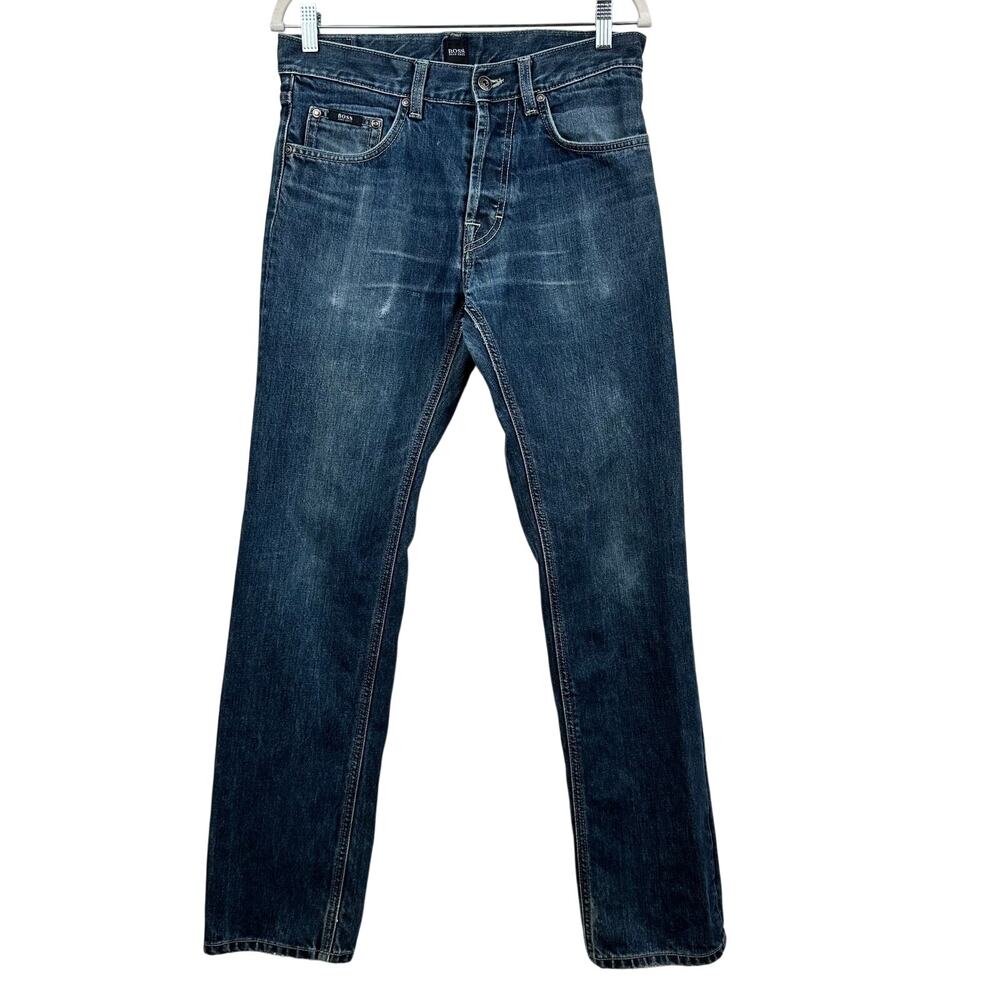 Hugo Boss Button Fly Jeans Straight Leg Denim Medium Wash 32x32 100% Cotton